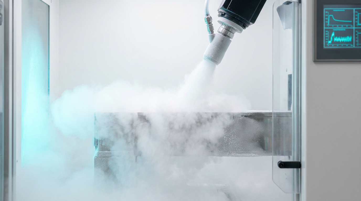 Nettoyage cryogénique CO2 glace sèche sur surface industrielle